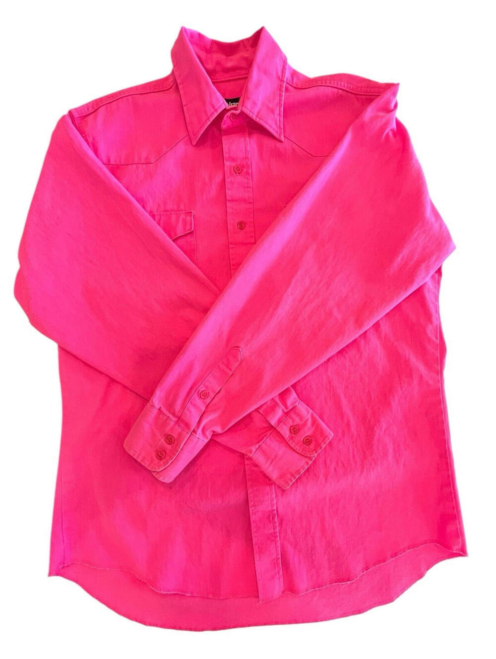 Wrangler Brushpopper Vintage Shirt Mens  Sz 16 1/2-35 Large Hot Pink 2452.47